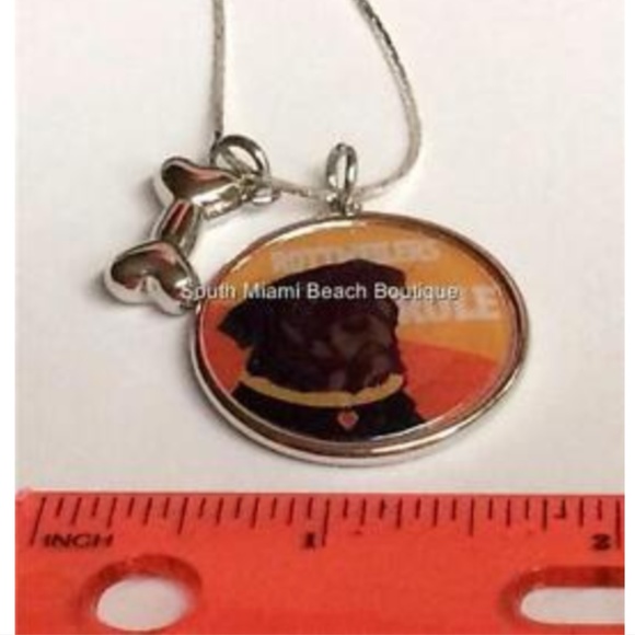 Silver Rottweiler Dog Bone Necklace Breed Rescue - Picture 8 of 8